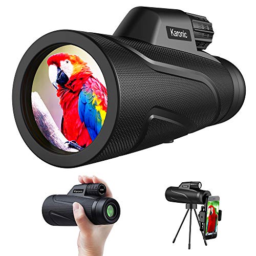 Monocular Telescope, BAK4 Prism Waterproof Lens Day & Low Night Vision Spotting Scope, 12x42 High Powerful Monocular for Smartphone with Holder & Tripod, Prefect for Bird Watching Hiking Camping