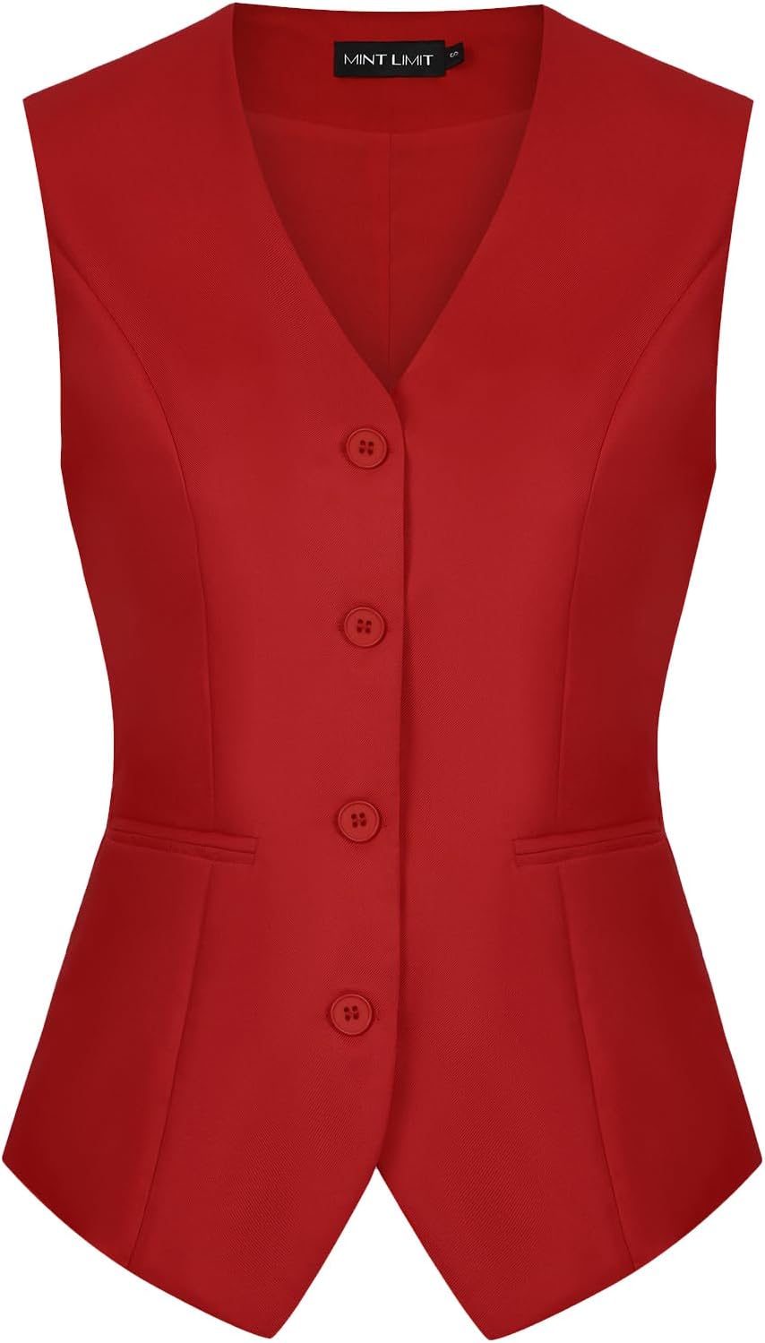 MINTLIMIT Waistcoat Vest for Women Fully Lined Button Down V Neck Formal Dressy Suit Vests with Pockets