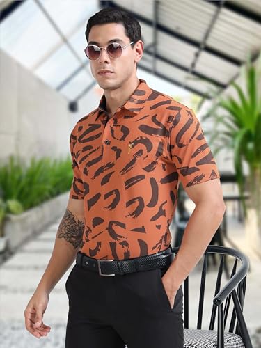 Image of STELLERS Men's Printed Polo T-Shirt | Regular Fit| Feather Touch Feel | Odour Resistant | Wrinkle Free | Stretchable | Anti-Static