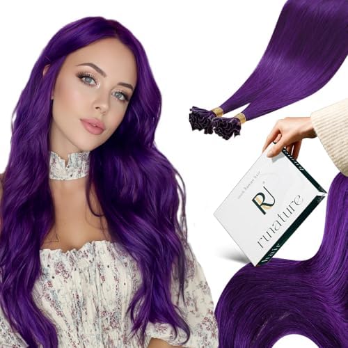 RUNATURE Purple Hair Extensions K Tip Extensions for Party 18 Inch 25g 25s