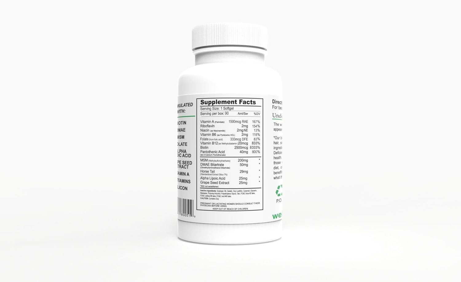 Wellgenix Purvana Hair, Skin, and Nails Vitamin Softgels for High Absorption - Double Strength 2500mcg Biotin, VIT A & B (90 Count) 2 Pack - Image 4