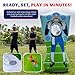 Preferred Toys 65” Inflatable Football Target Net Toss Game - Double-Sided Throwing Practice Football Stuff with Mini Balls - Backyard Tailgate Party Sports Toy for Kids & Adults - Red/Blue