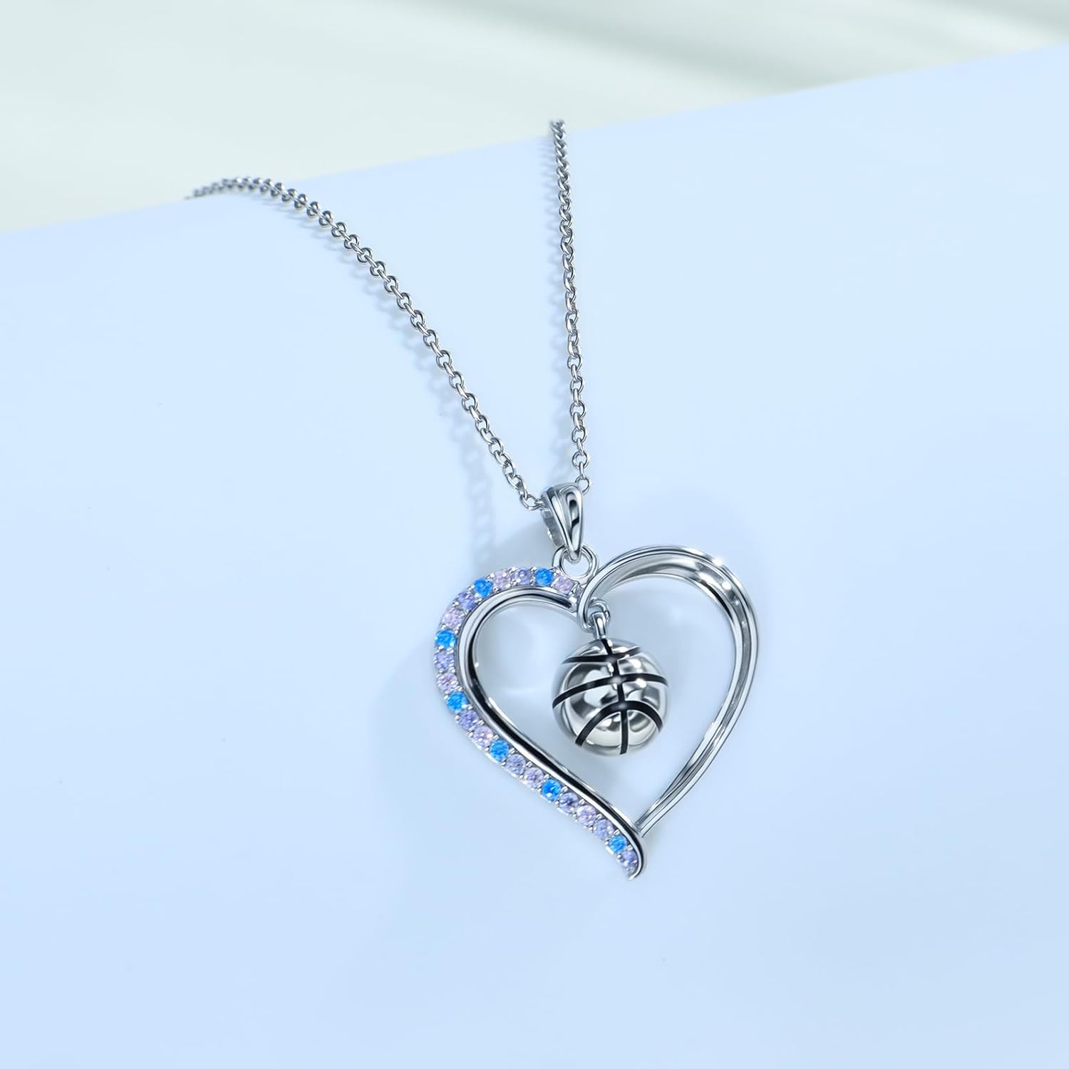 E Sterling Silver Softball/Basketball/Baseball/Pickleball Necklace, Sport Accessories Birthday Christmas Jewelry Gifts for Her Adult 16+3 Inches - Image 2