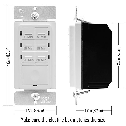 ENERLITES Countdown Timer Switch for bathroom fans and household lights, 1-5-10-15-20-30 Min Settings with Manual Override, Always On Blue LED, Neutral Wire Required, UL Listed, HET06A-R-I, Ivory by ENERLITES - Image 8