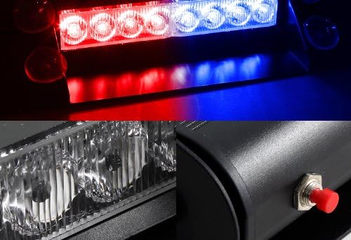 ZHOL® Red & Blue Generation 3 LED Law Enforcement Use Strobe Lights for Interior Roof/Dash/Windshield
