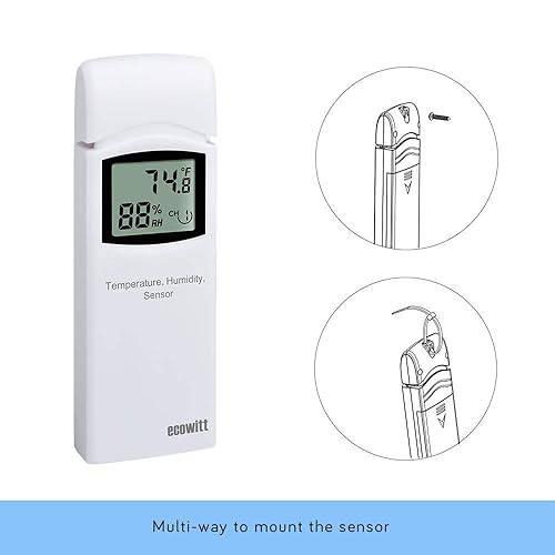 Miniatura 6 de ECOWITT WN31 - Termómetro inalámbrico multicanal y sensor de higrómetro, medidor de temperatura y humedad con pantalla LCD, interruptores de