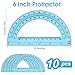 Hoiny 10 Pack Clear Protractor, 6 Inch Plastic Protractors, 180 Degrees Accurate Math Geometry Tools for School, Office, Classroom (Blue)
