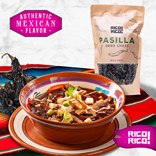 RICO RICO - Pasilla Dried Peppers 4 Oz. - Pasilla Chiles Secos - Premium Peppers - Great For Authentic Mexican Cuisine - Packaged In Resealable Bags by RICO RICO