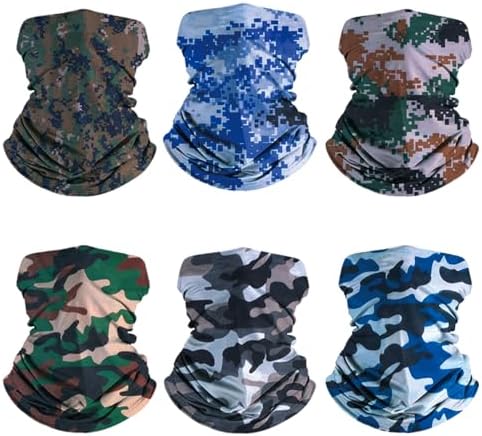 6-Pack Balaclava Face Mask for Men & Women - UV Protection Neck Gaiter, Multi-Use Cycling Mask & Breathable Headband
