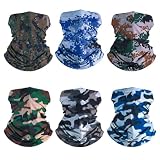 EAZZEA 6pcs Magic Wide Tube Face Mask,Neck Gaiter, Headwear, Sports Scarf, Camo Bandana, Balaclava, Headband for Women And Men