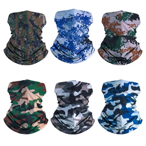 EAZZEA 6-Pack Balaclava Face Mask for Men & Women - UV Protection Neck Gaiter, Multi-Use Cycling Mask & Breathable Headband