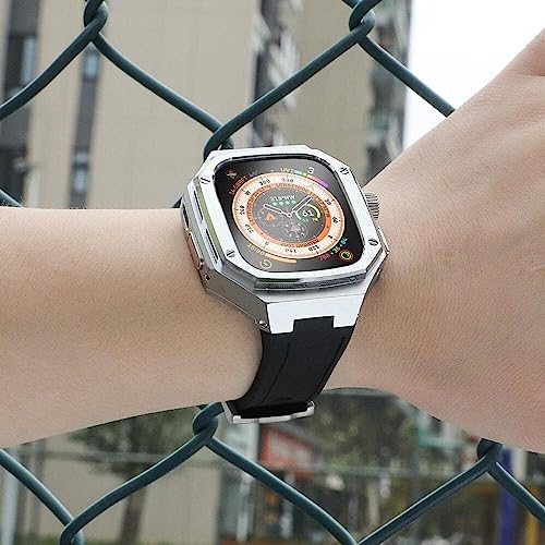 Correa de silicona para Apple Watch que evita arañazos con marco de acero de 49 mm 5