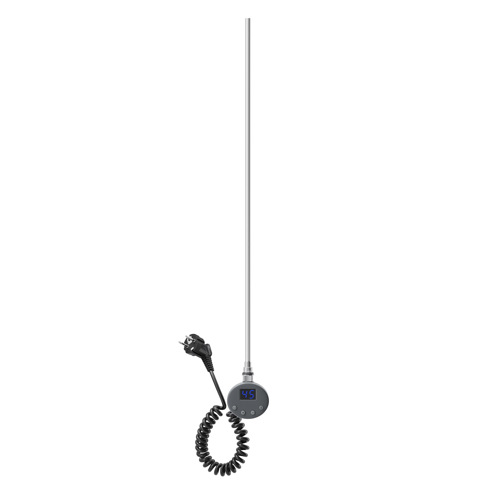 SONNI Barra riscaldante con termostato da 800 W, antracite, asta elettrica per termosifoni da bagno, elemento riscaldante per riscaldamento, tubo di riscaldamento in acciaio inox con regolatore di