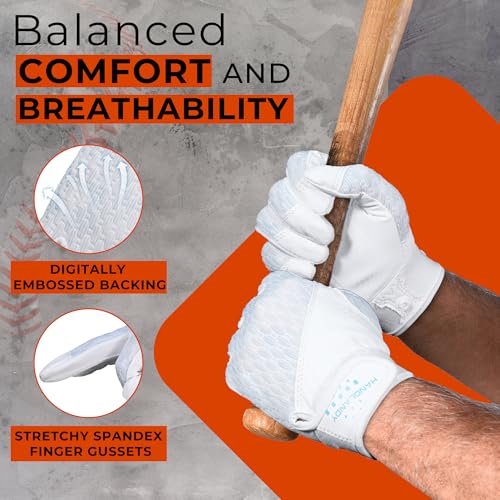 Image of HANDLANDY Baseball Batting Gloves for Adult Youth, Grip Breathable Softball Batting Gloves Fit Men Kids Boys Girls
