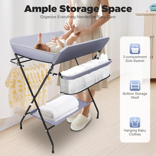 Table à langer pliable pour petits espaces avec ceinture de sécurité intégrée - 2