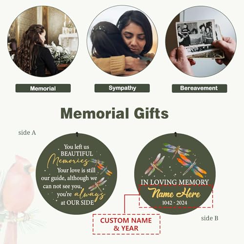 Image of ASTARIN Memorial Dragonflies 36 inch Wind Chimes, Personalized Name Sympathy Wind Chime, in Memory of Loss Mom Loved One, Large Deep Tone Bereavement Windchimes for Patio Clearance(Produced in Texas)