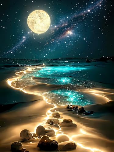 Moonlight Jigsaw Puzzles for Adults 1000 Pieces, Sparkling Beach Nature Landscape 1000 Piece Puzzle...