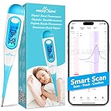 Easy@Home Thermomètre basal digital pour le suivi d'ovulation et le contrôle du cycle avec Premom APP gratuite Française (iOS et Android) avec écran LCD à rétroéclairage bleu(Non Bluetooth)