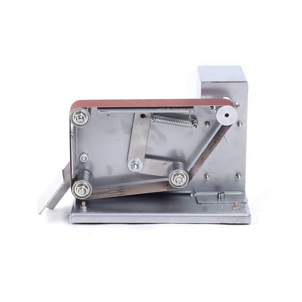 Mini Bandschleifer, Tisch-Bandschleifmaschine, 200W, 795 Motor, 7-fach einstellbare Geschwindigkeit 4500-9000U/min, 96W Netzteil, Vorwärts/Rückwärts-Lauf, 10 Schleifbänder, EU-Stecker, Polieren