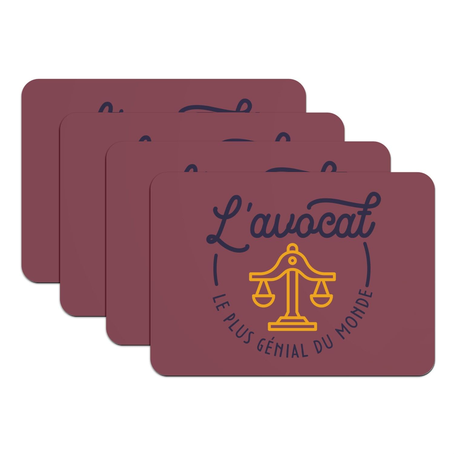 Sets de table avocat génial rouge en caoutchouc pour décorer votre bureau de justice au tribunal
