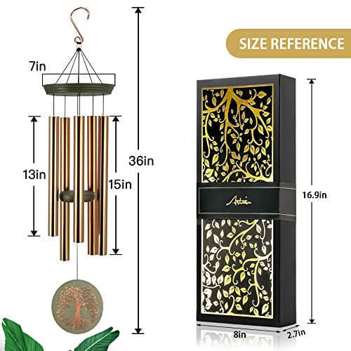 Gifts for Mom & Grandma - Outdoor Wind Chimes with Engraved Tree of Life, Large Patio Hanging Decor for Garden, Yard, Christmas, Anniversary Celebrations — view 6