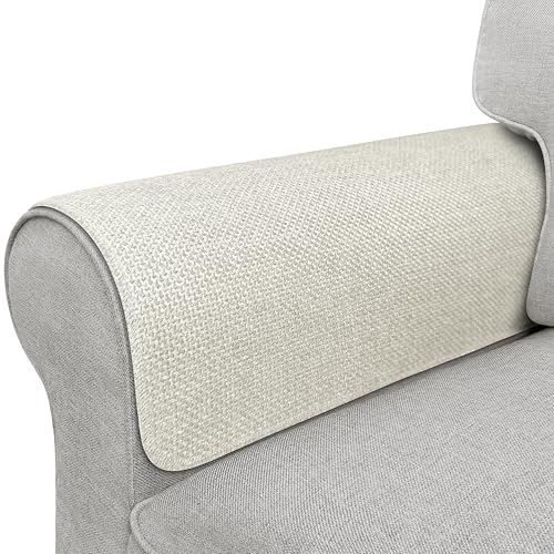 Couch Arm Covers, Waterproof Armrest Cover for Sofa, Armchair, Loveseat, Non-Slip Recliner Arm Cover, Sofa Arm Covers, Headrest Covers, Arm Chair Covers Set of 2 (Cream White, 24"×20")