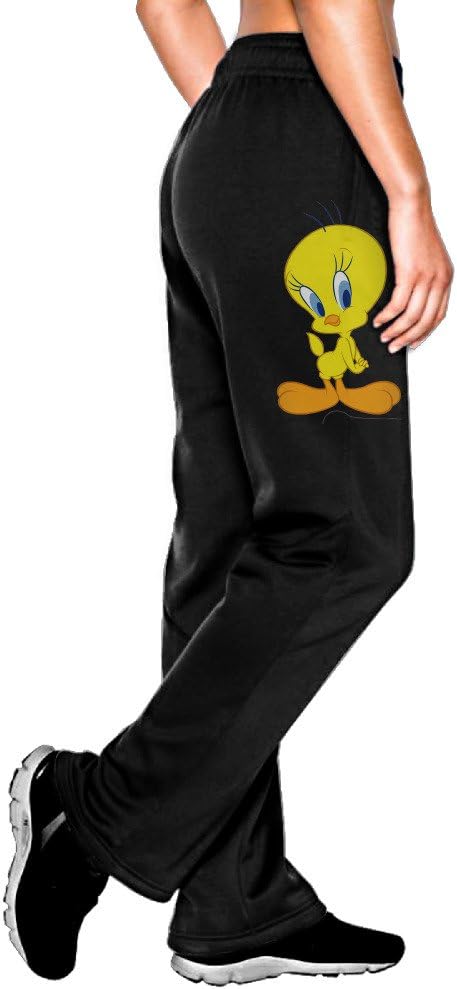 Megge Women's Tweety Bird Drawstring Athletic Lounge Sweatpants Black L Apparel