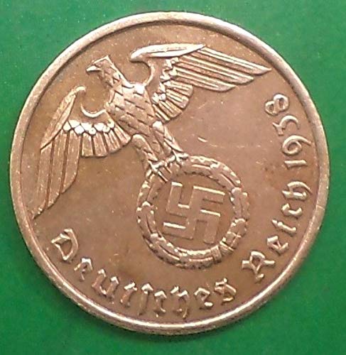 1938 J Nazi Hitler WW 2 Germany 2 reichspfenig Hamburg Mint Cupper Numismatic Coin