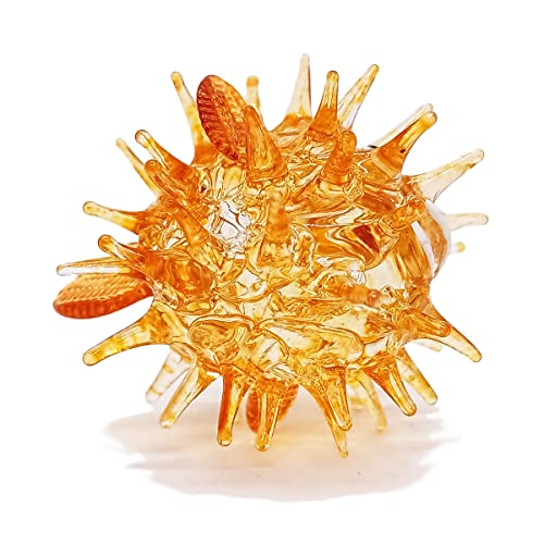 2" Dia Tiny Brown Puffer Figurine Orange Fish Miniature Hand Blown Glass Aquarium Sea Animals Crystal Collectible Decor #TOP5