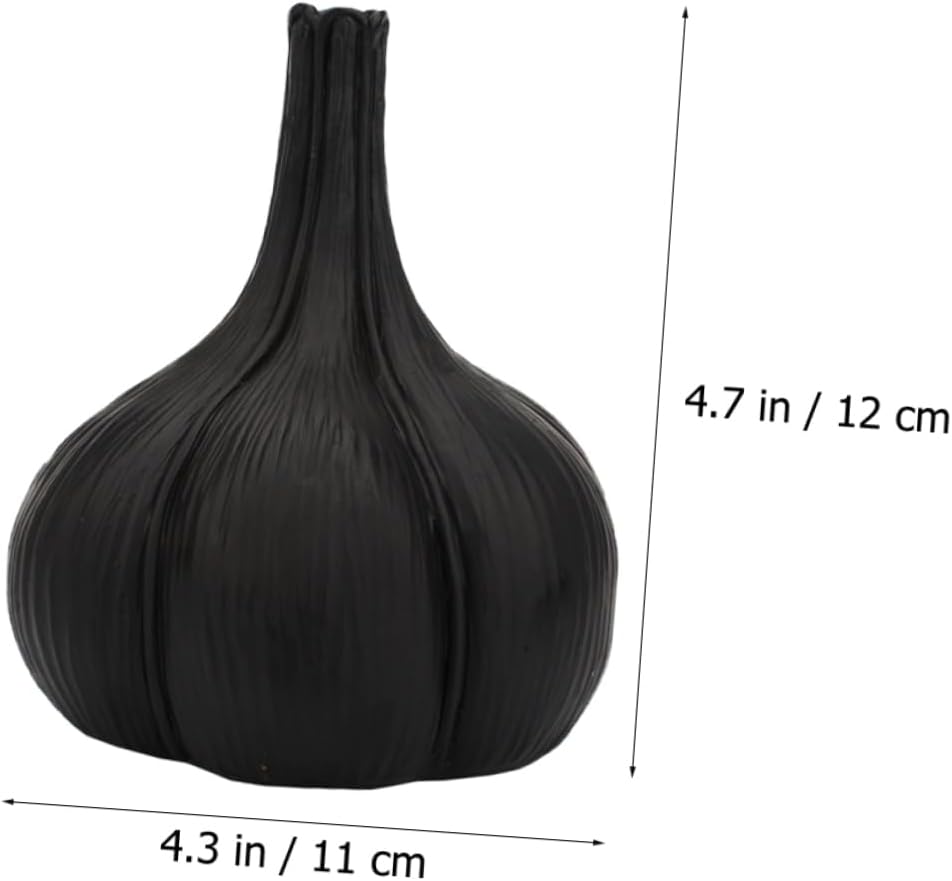 PRETYZOOM Garlic Shaped Resin Vase Creative Desktop Ornament for Home and Office Decor Black Color 1 Piece image 5