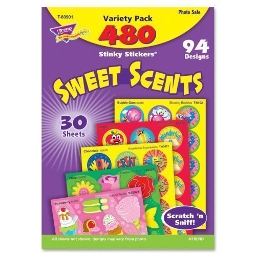 Wholesale CASE of 15 - Trend Sweet Scents Stickers-Sweet Scnt Stick Stickers, 480 Stickers, 30 Shts/PK, Ast