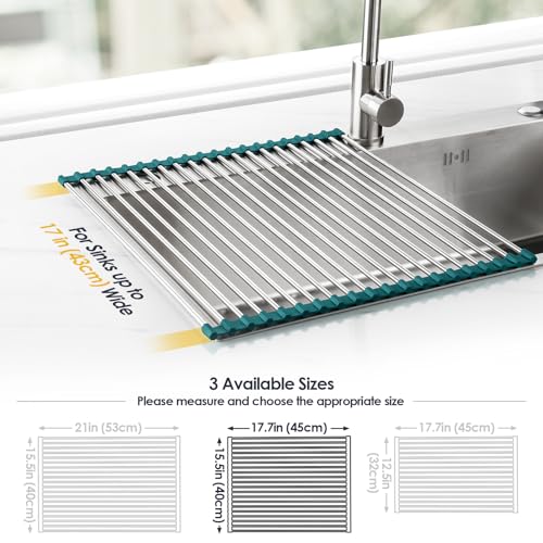 Tomorotec Stainless Steel Roll Up Dish Drying Rack, Foldable Over The Sink Rolling Drainer Rack, Multipurpose Kitchen Gadget Draining Caddy Organizer, Space Saving Sink Accessory Storage Shelf Holder by Tomorotec - Image 3