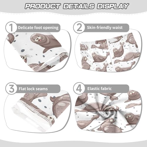 Girls' Leggings Seal Gray Skin Ankle Length Printed Leggings Comfort Pants for Kids 4-10 Years4