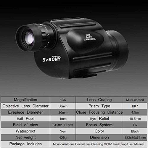 Monocular 13x50 SV49 telescopio impermeable para senderismo miniatura 2