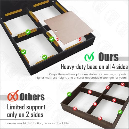 Image of ABOUT SPACE Bed - (84 x 74 inches) King Size Bed Without Storage | Engineered Wooden Bed Frame with Headboard & MDF Support Board for Mattress | 1-Year Warranty Cot for Bedroom - Smoked Pine