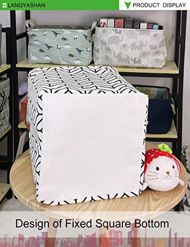 Langyashan Square Storage Baskets Waterproof Canvas Children Laundry Nursery Hamper For Shelves Gift Baskets Toy Organizer Room Decor (Geometric) #TOP6