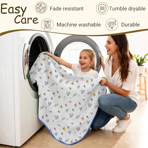 ZPECC Muslin Toddler Blanket Thicker, 47x47 Organic Cotton Kids Quilt Hypoallergenic for Baby Essentials Crib Stroller Daycare Cot, Spaceship by ZPECC - Image 4