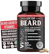 Love Your Beard Growth Vitamins – Premium Beard Supplements for Thicker Fuller Longer &amp; Healthier...