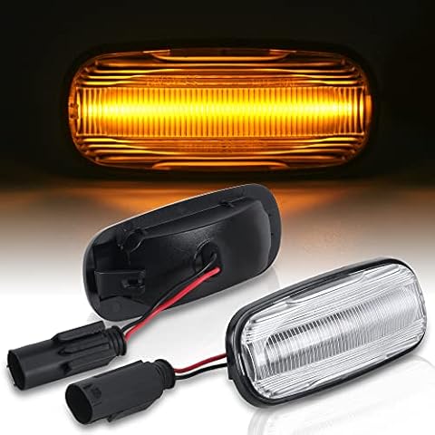 OZ-LAMPE LED Dynamic Side Indicator 2Pcs Car Turn Signal Light Clear Lens Canbus Error Free Sequential Side Marker Blinker Compatible for Land Rover Discovery 2 Defender Freelander 1 Cover