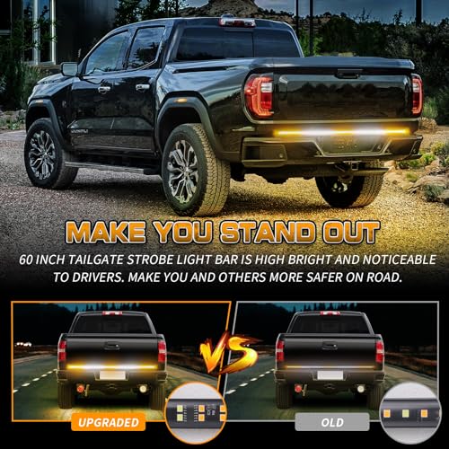 XRIDONSEN 60 inch Truck Strobe Lights Strip 360 LED Amber White Rear Window Tailgate Emergency Lights Flashing Warning Hazard Safety for Tow Plow Trucks Construction Vehicles Pickup by XRIDONSEN - Image 2
