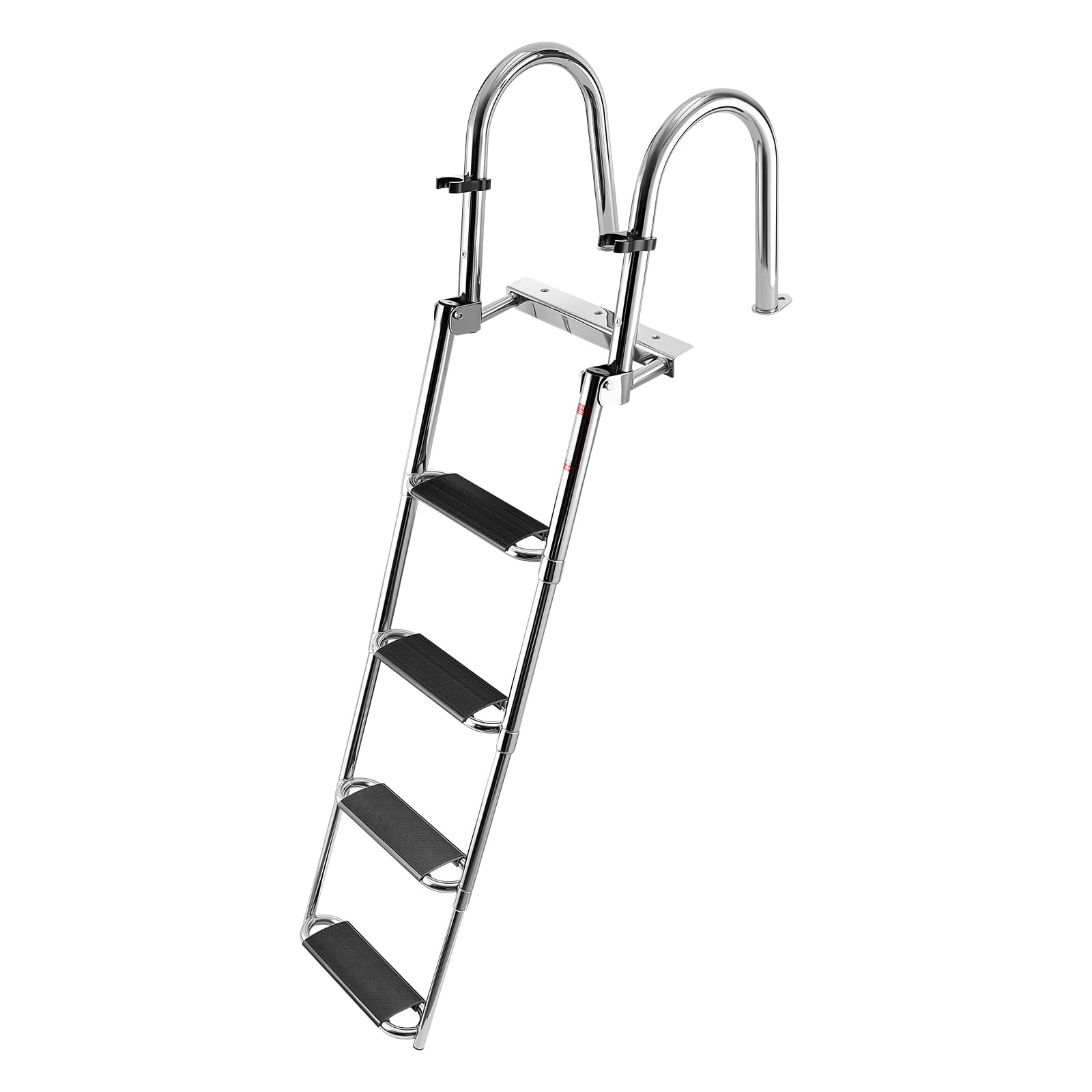 VEVOR Échelle de Bateau 4 Marches en Acier Inoxydable, Échelle de Baignade Télescopique et Pliante avec Mains Courantes pour Bateau Hors-Bord, Ponton et Yacht, Charge 272,16 kg, Marches Antidérapantes