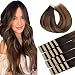 Tape in Hair Extensions, Dark Brown Mixed Medium Brown Balayage Color Real Human Hair Extensions, Straight Remy Tape in Hair Extensions, 14 inch, 20 pcs, 50g/pack, hotbanana