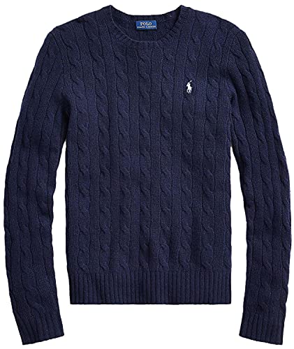 Polo Ralph Lauren Damen Pullover mit Zopfmuster und V-Ausschnitt, Basic...