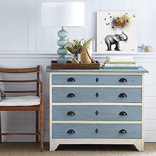 Yidepot Butterfly Elephant Wall Art Print: Colorful Heart Shaped Balloon For Kids' Nursery Wall Decor Canvas Framed Ready To Hang (12"X12"X1 Panel) #TOP2