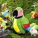 Meooeck 5 Pcs Macaw Parrot Plush Set 13 Inch Mommy Parrot Stuffed Animal with 4 Cute Plush Baby in Her Belly Soft Cuddly Bird for Toddlers Boys Girls Birthday Party Favors Gifts(Green Series)
