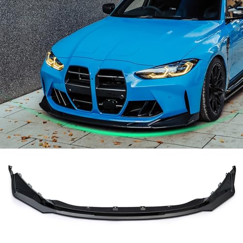 KHK Front Bumper Lip Spoiler for BMW G80 M3 G82 M4 2021 2022 2023 2024,Glossy Black ABS Air Dam Front Splitter Body Kit Accessories