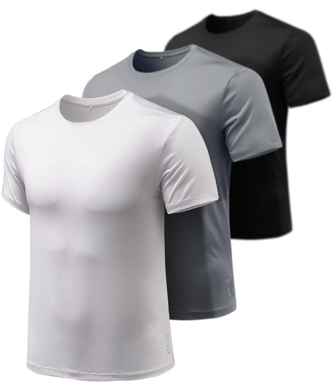 ATHLIO Camisetas de entrenamiento para hombre, para correr, protección solar, secado rápido, camisetas atléticas de manga corta para gimnasio
