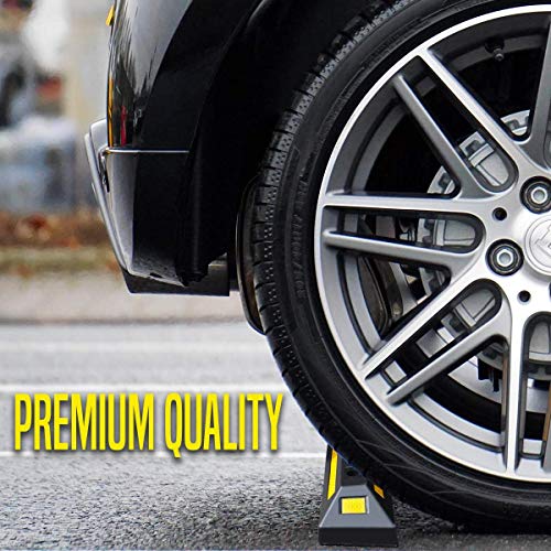 image for Zento Deals Rubber Parking Tire Guide Blocks Premium Quality Wheel Sto