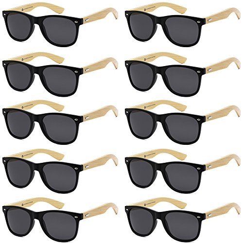 Wholesale Bamboo Sunglasses Retro 80's Wood Sunglasses Men-Cool Sunglasses for Men & Women-10 Pack