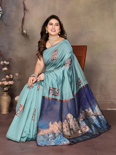 Image of Sidhidata Women's Kanjivaram Banarasi Soft Silk Saree With Unstitched Blouse Piece (Silk Box Flower)